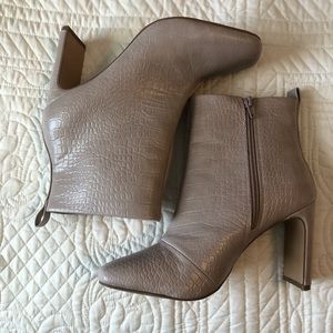 Express nude croc detail booties